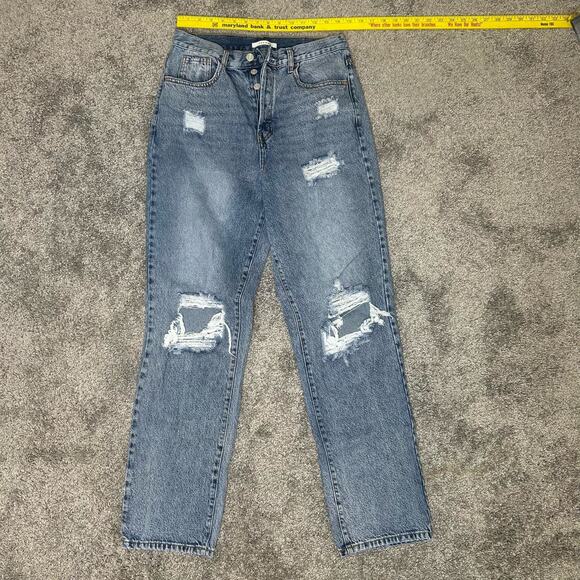 Pac Sun Jeans Women's Size 28 Dad Jean Inseam 29 distressed Button Fly - Picture 1 of 7